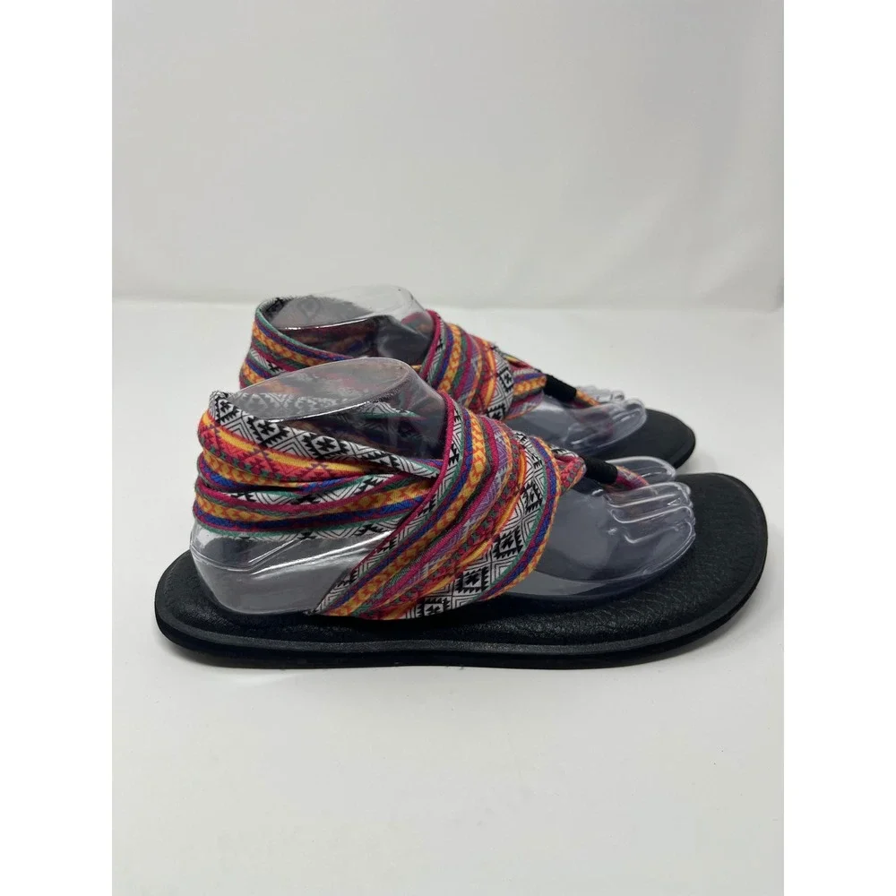 Sanuk Yoga Sling 2 Geometric Knit Sandal Women 9 Multicolor Boho   Hippie Tribal